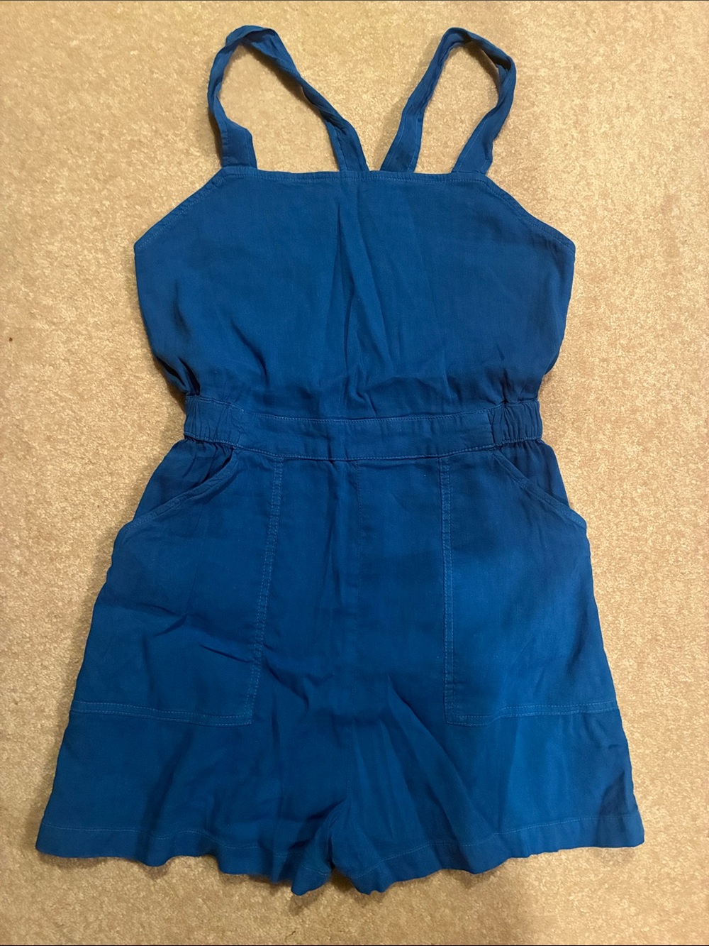 Zara Royal Blue Sleeveless Romper with Pockets